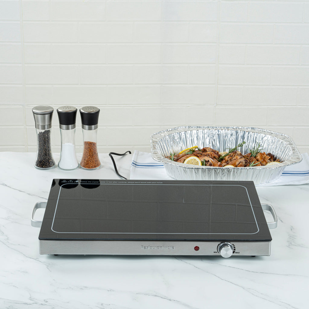 Kitchen Tek Stainless Steel Warming Tray - 120V, with Adjustable Temperature Control - 24 3/4" x 15" - 1 count box