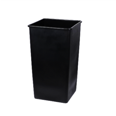 Clean Tek Professional 50 gal Square Black Plastic Trash Can - 19 1/2" x 19 1/2" x 34 1/4" - 1 count box