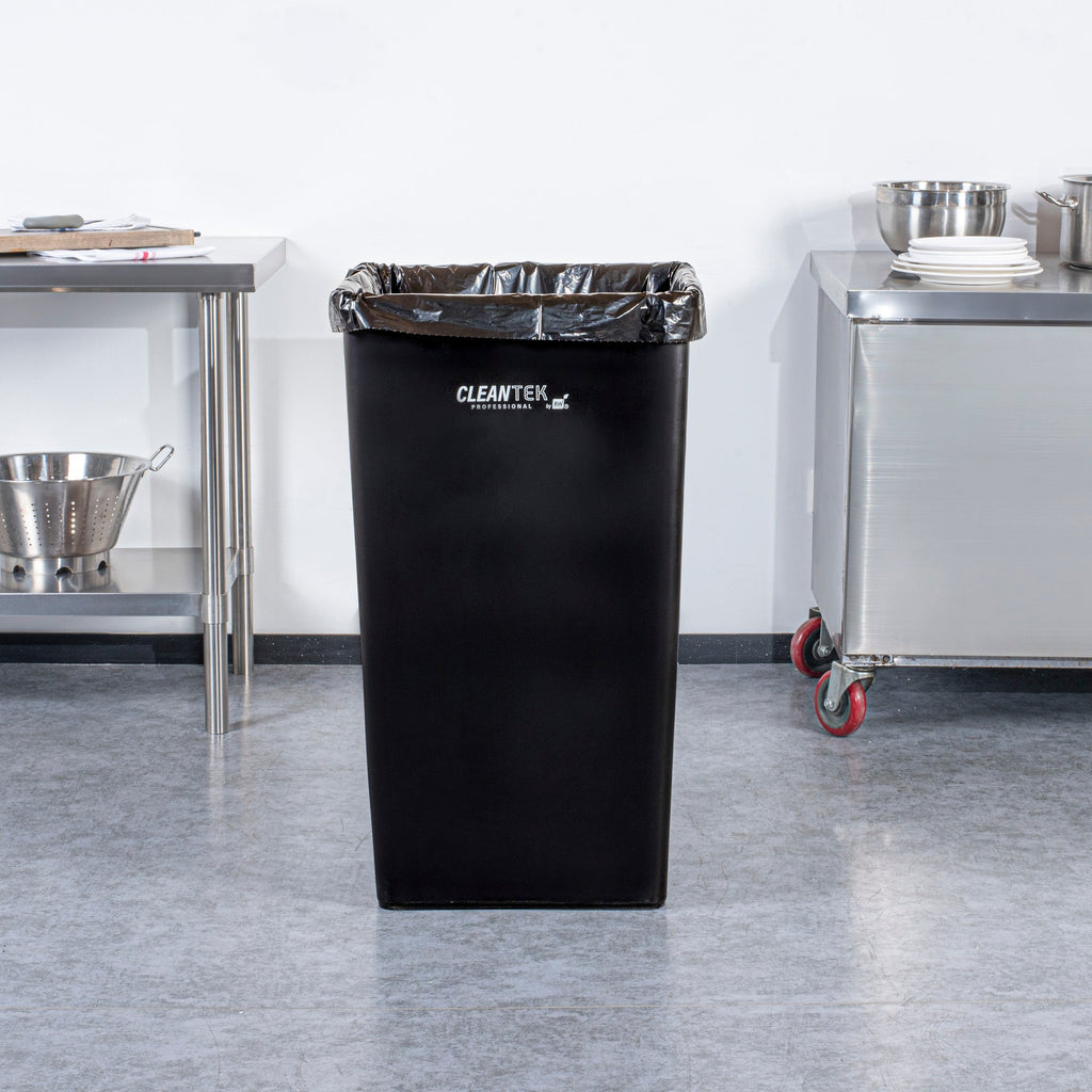 Clean Tek Professional 50 gal Square Black Plastic Trash Can - 19 1/2" x 19 1/2" x 34 1/4" - 1 count box