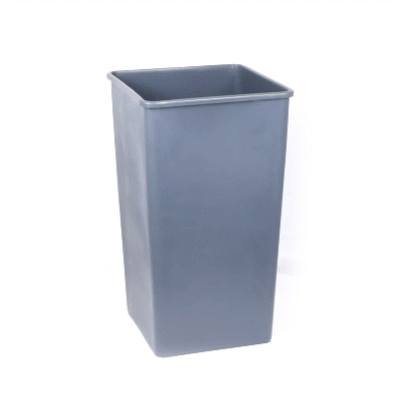 Clean Tek Professional 50 gal Square Gray Plastic Trash Can - 19 1/2" x 19 1/2" x 34 1/4" - 1 count box