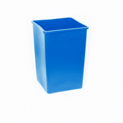 Clean Tek Professional 35 gal Square Blue Plastic Recycling Bin - 19 1/2" x 19 1/2" x 27 3/4" - 1 count box