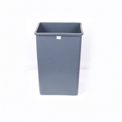 Clean Tek Professional 35 gal Square Gray Plastic Trash Can - 19 1/2" x 19 1/2" x 27 3/4" - 1 count box