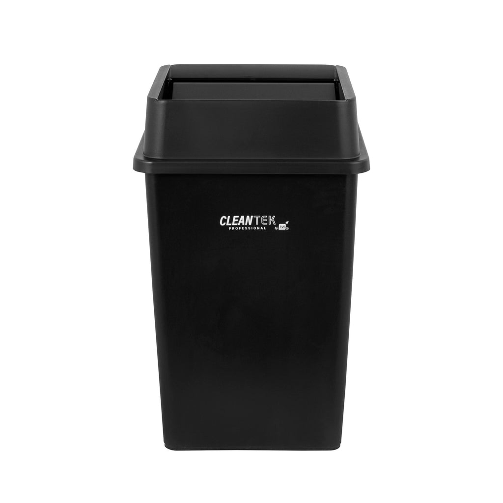 Clean Tek Professional Square Black Plastic Swing Lid - Fits 35 / 50 gal Square Trash Can - 1 count box