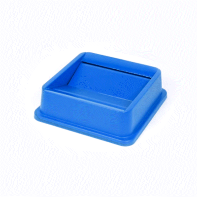 Clean Tek Professional Square Blue Plastic Swing Lid - Fits 35 / 50 gal Square Recycling Bin - 1 count box