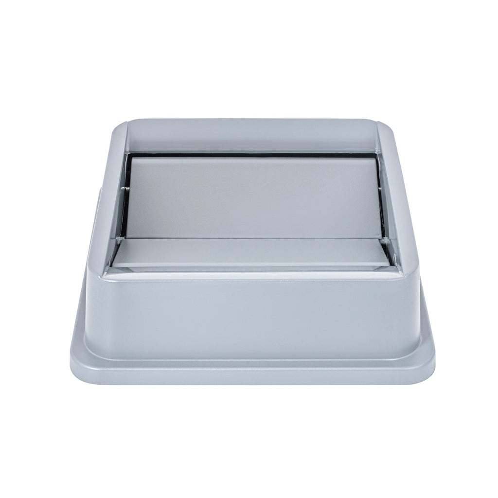 Clean Tek Professional Square Gray Plastic Swing Lid - Fits 35 / 50 gal Square Trash Can - 1 count box
