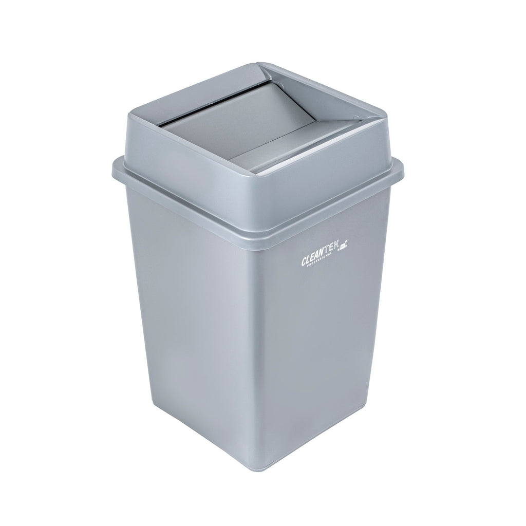 Clean Tek Professional Square Gray Plastic Swing Lid - Fits 35 / 50 gal Square Trash Can - 1 count box