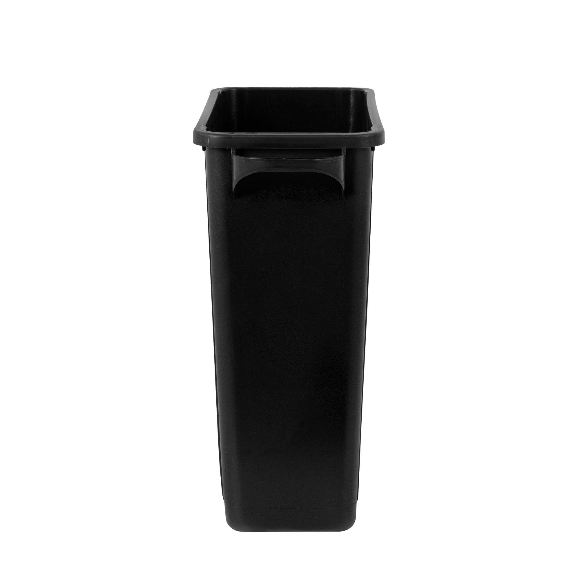 Clean Tek Professional 15 gal Rectangle Black Plastic Slim Trash Can - with Handles - 24" x 10 3/4" x 24 3/4" - 1 count box