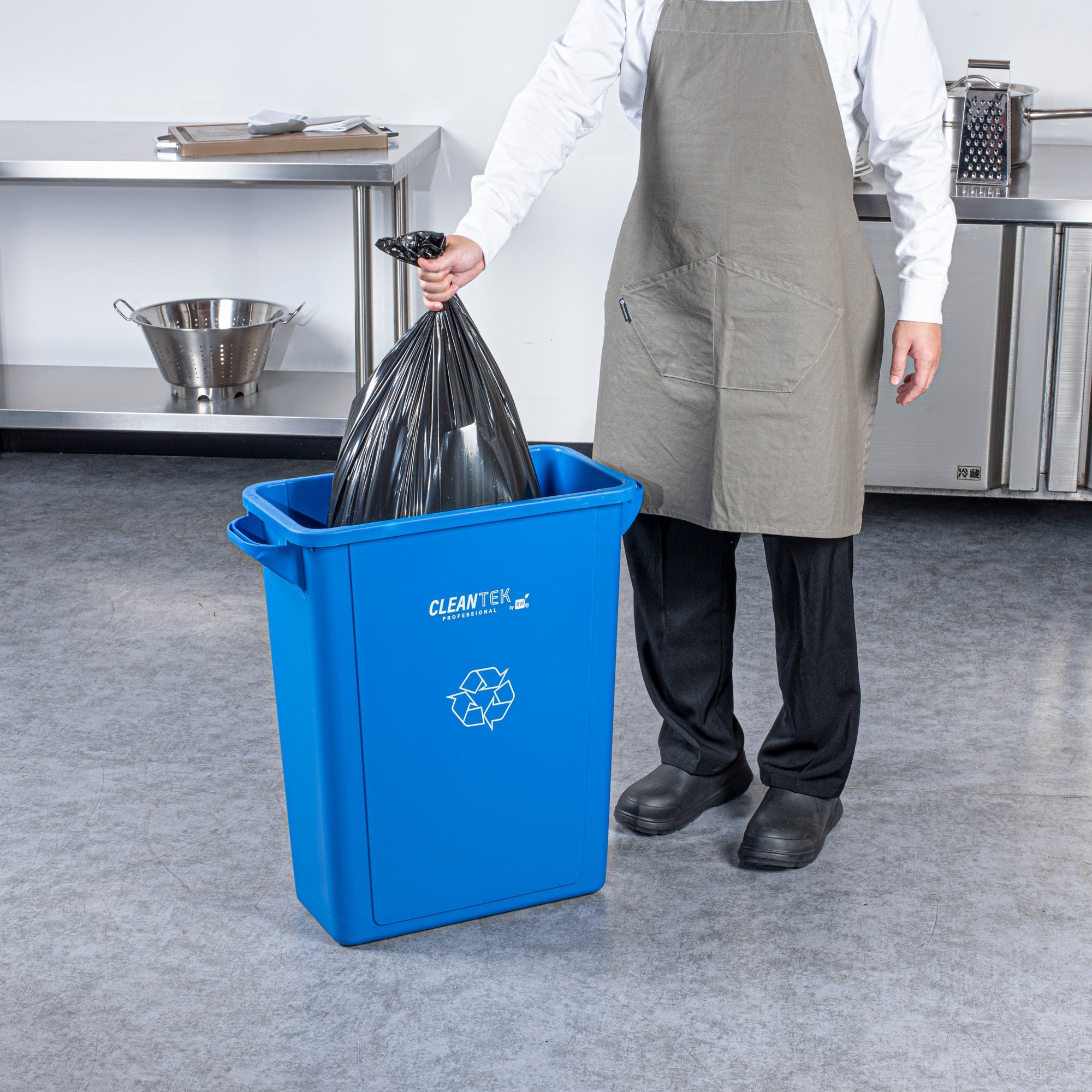 Clean Tek Professional 15 gal Rectangle Blue Plastic Slim Recycling Bin - with Handles - 24" x 10 3/4" x 24 3/4" - 1 count box
