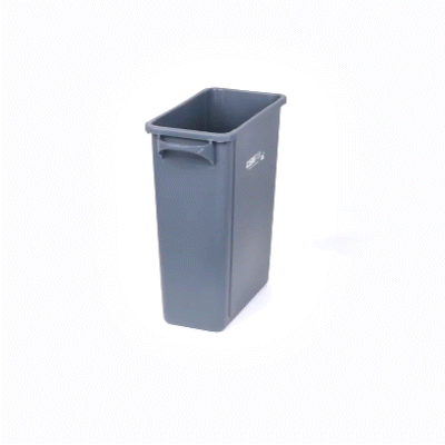 Clean Tek Professional 15 gal Rectangle Gray Plastic Slim Trash Can - with Handles - 24" x 10 3/4" x 24 3/4" - 1 count box