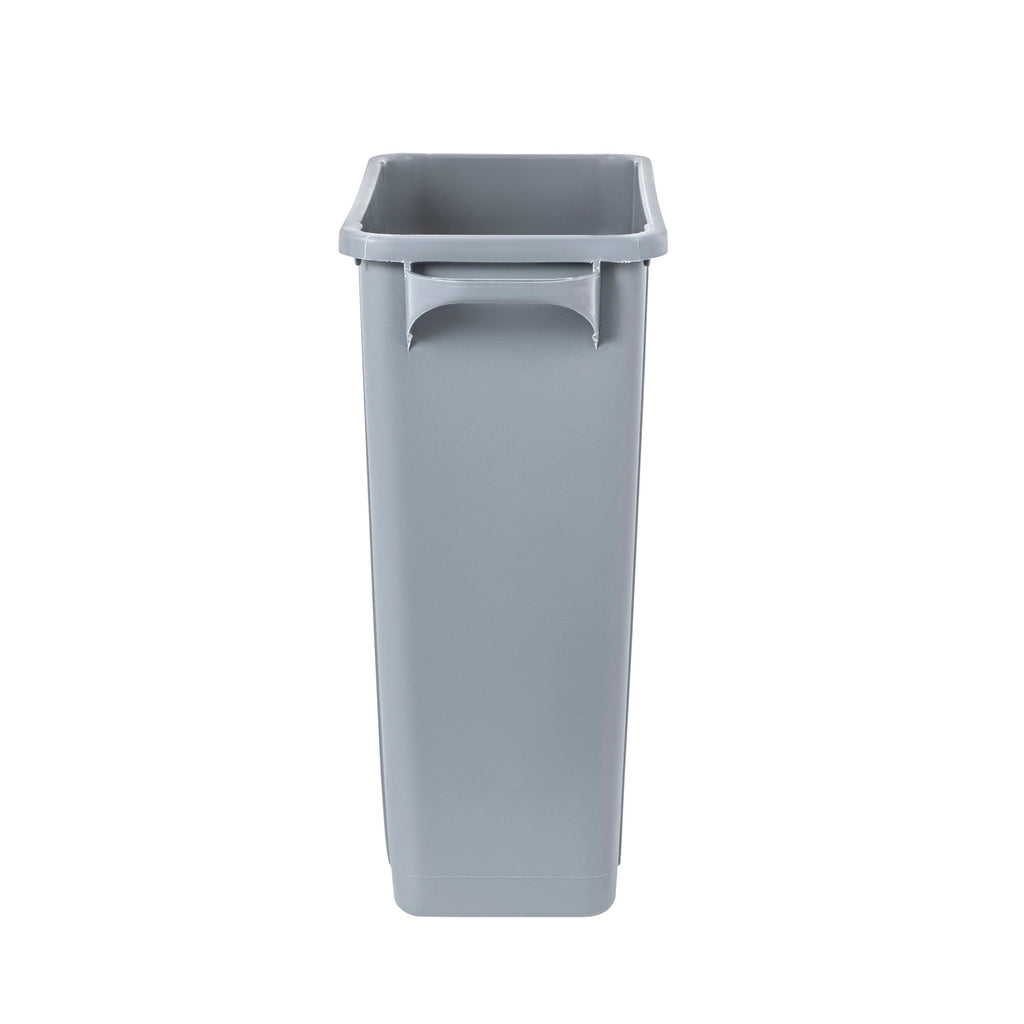 Clean Tek Professional 15 gal Rectangle Gray Plastic Slim Trash Can - with Handles - 24" x 10 3/4" x 24 3/4" - 1 count box