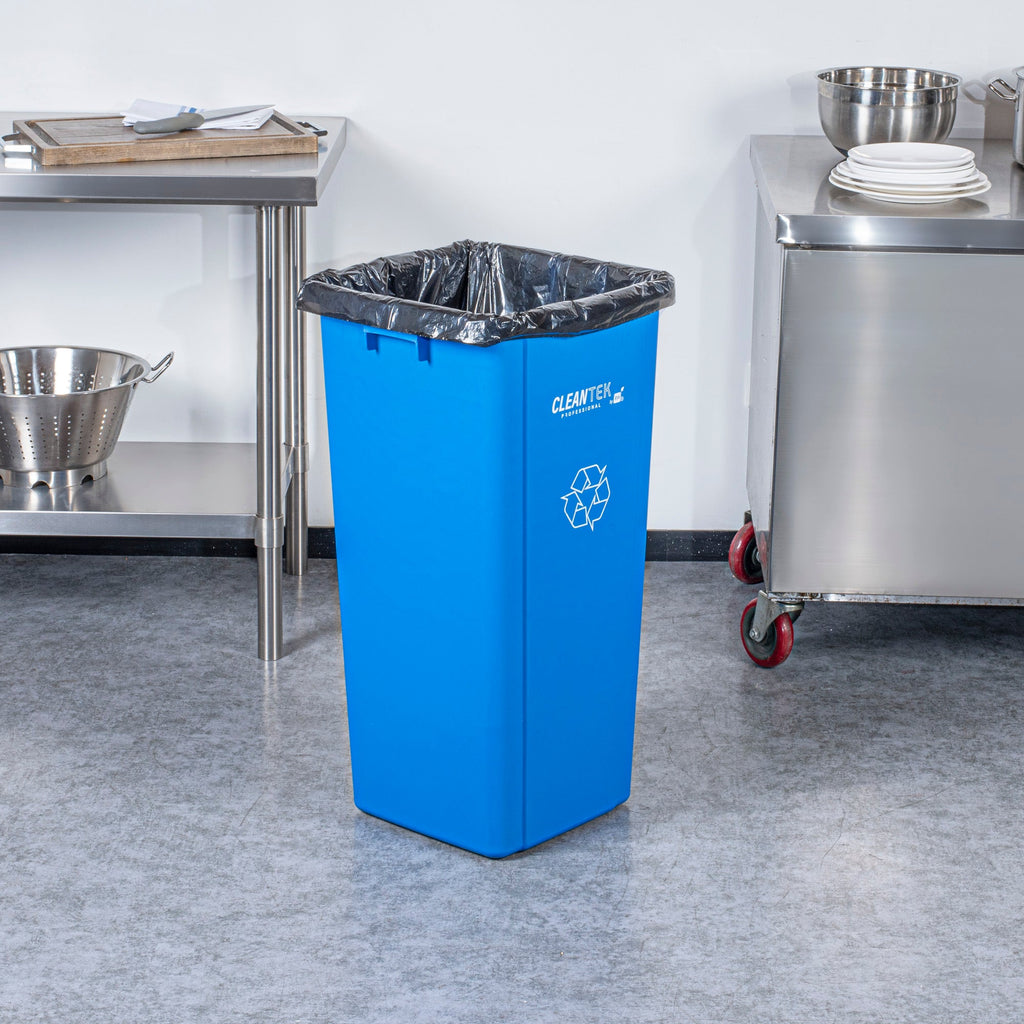 Clean Tek Professional 23 gal Square Blue Plastic Recycling Bin - 16" x 15 3/4" x 30 3/4" - 1 count box