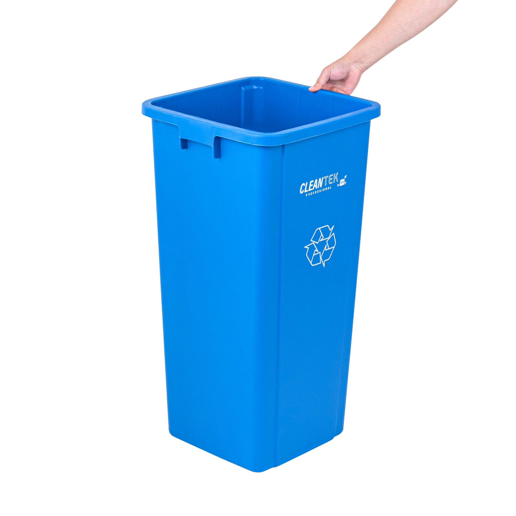 Clean Tek Professional 23 gal Square Blue Plastic Recycling Bin - 16" x 15 3/4" x 30 3/4" - 1 count box