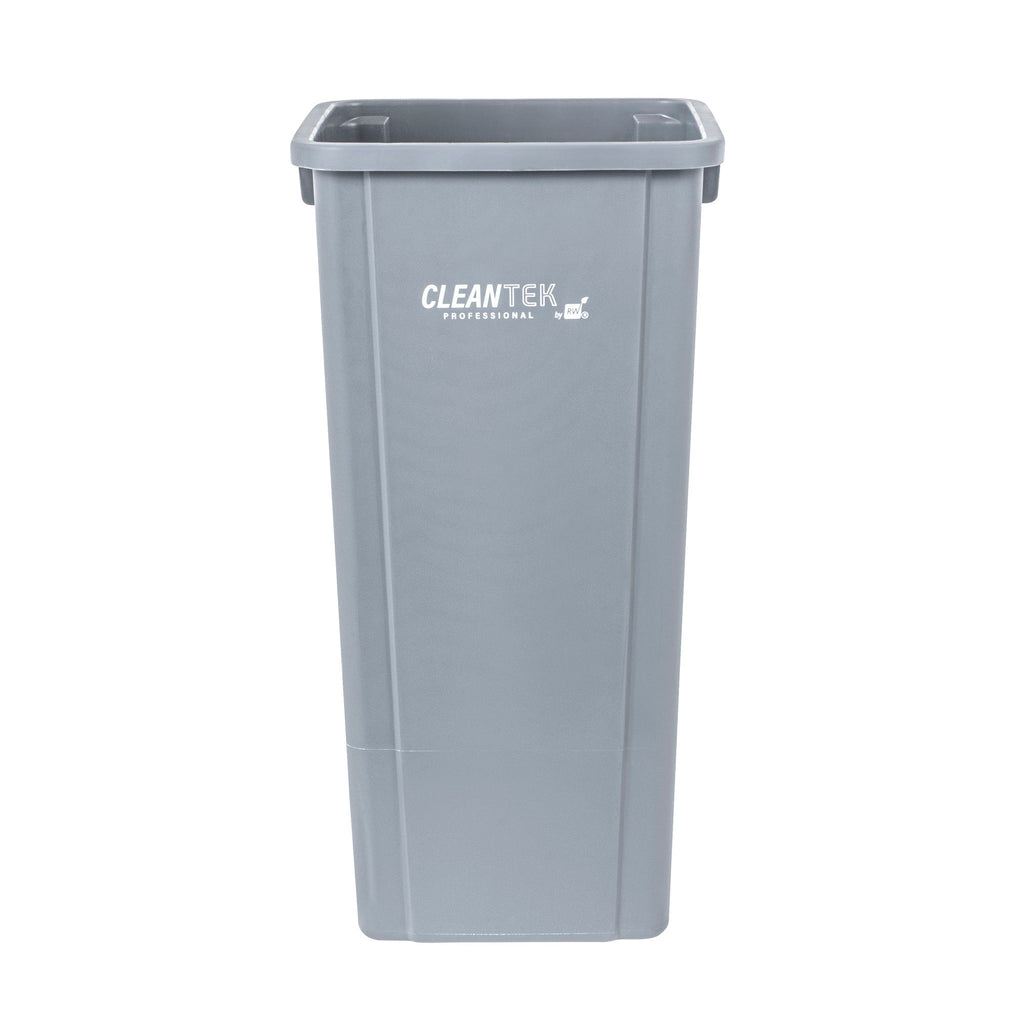 Clean Tek Professional 23 gal Square Gray Plastic Trash Can - 16" x 15 3/4" x 30 3/4" - 1 count box