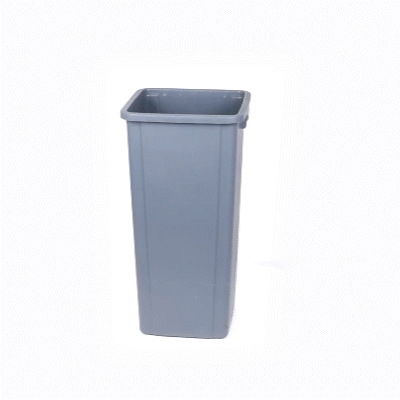 Clean Tek Professional 23 gal Square Gray Plastic Trash Can - 16" x 15 3/4" x 30 3/4" - 1 count box