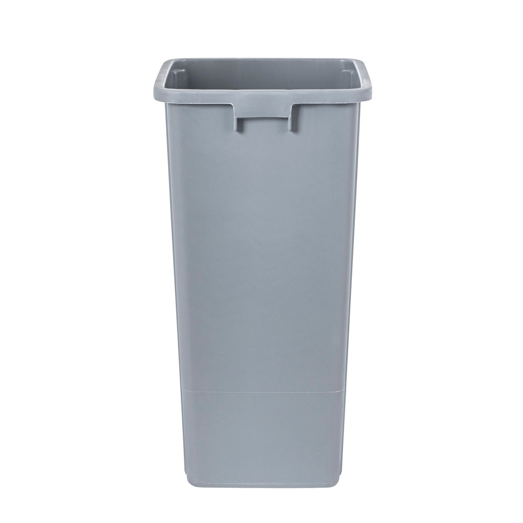 Clean Tek Professional 23 gal Square Gray Plastic Trash Can - 16" x 15 3/4" x 30 3/4" - 1 count box