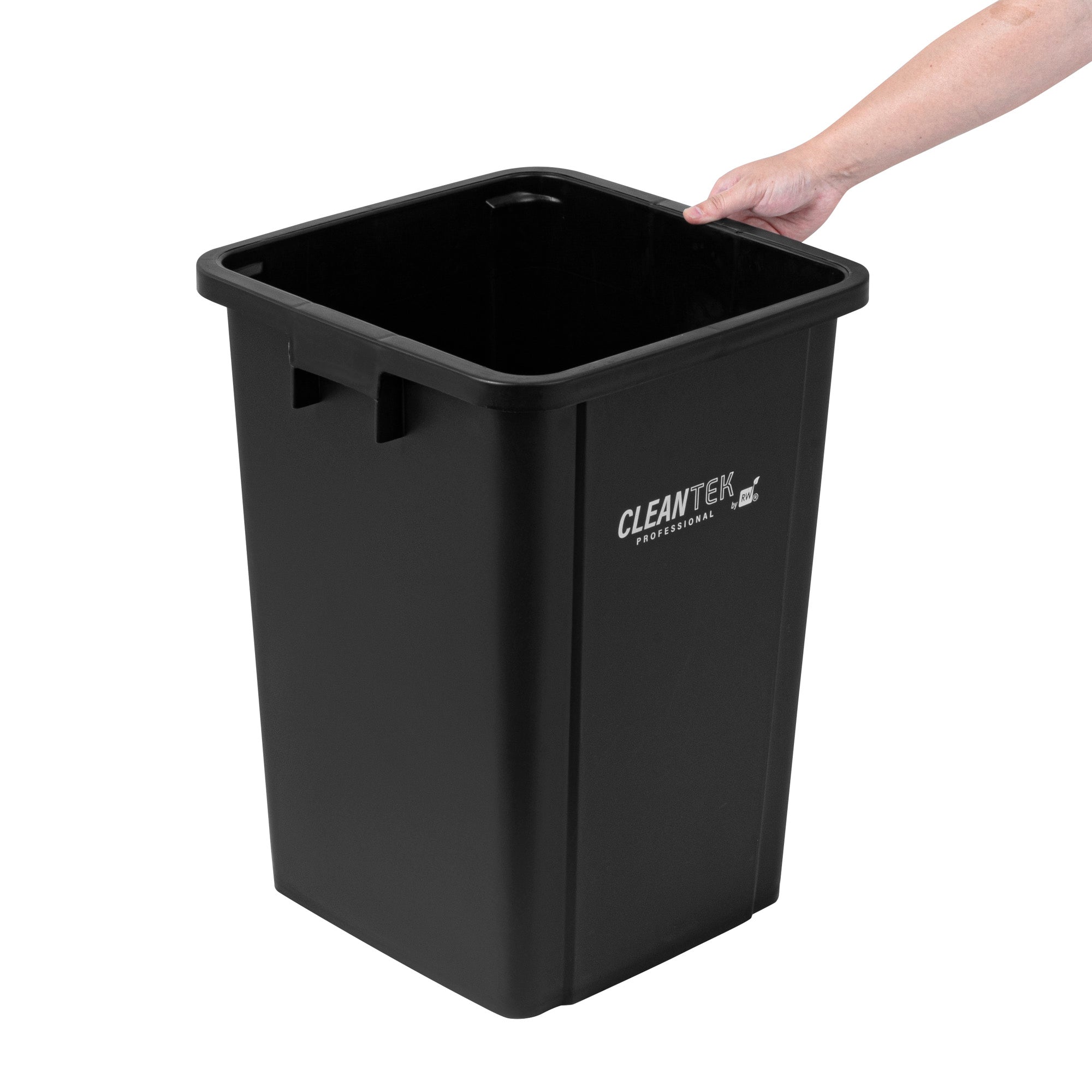Clean Tek Professional 19 gal Square Black Plastic Trash Can - 16" x 16" x 21 1/4" - 1 count box