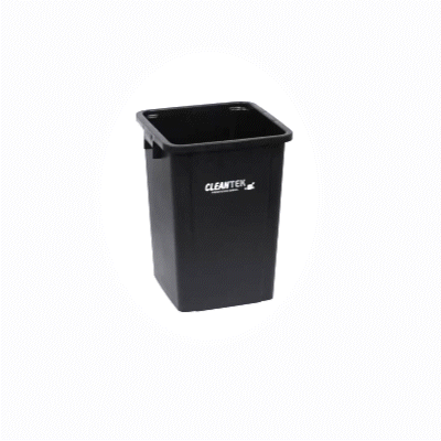 Clean Tek Professional 19 gal Square Black Plastic Trash Can - 16" x 16" x 21 1/4" - 1 count box