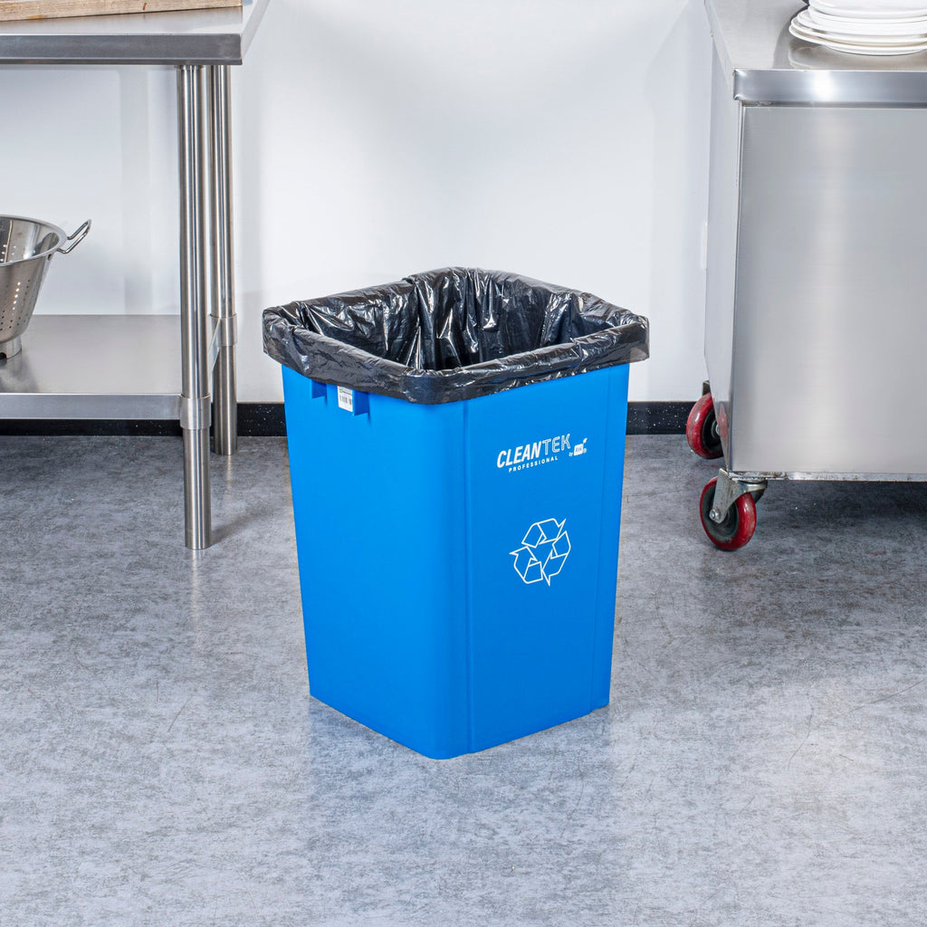 Clean Tek Professional 19 gal Square Blue Plastic Recycling Bin - 16" x 16" x 21 1/4" - 1 count box