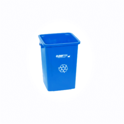 Clean Tek Professional 19 gal Square Blue Plastic Recycling Bin - 16" x 16" x 21 1/4" - 1 count box