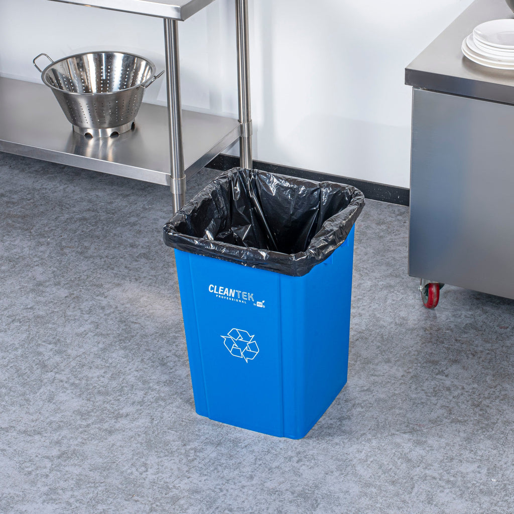 Clean Tek Professional 19 gal Square Blue Plastic Recycling Bin - 16" x 16" x 21 1/4" - 1 count box