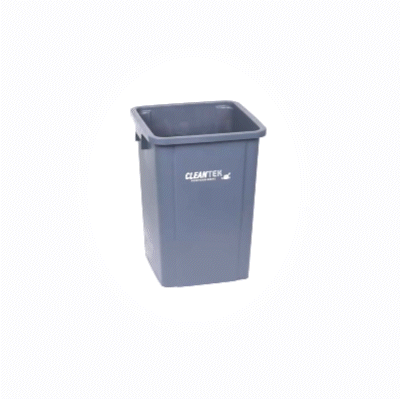 Clean Tek Professional 19 gal Square Gray Plastic Trash Can - 16" x 16" x 21 1/4" - 1 count box