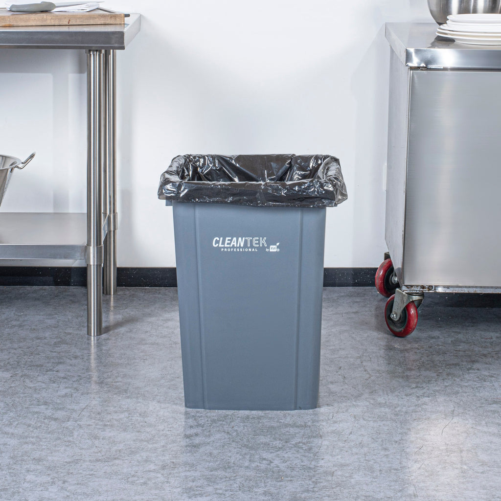 Clean Tek Professional 19 gal Square Gray Plastic Trash Can - 16" x 16" x 21 1/4" - 1 count box