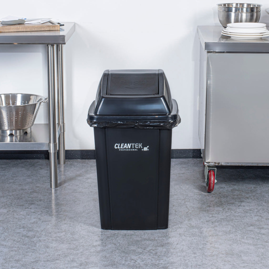 Clean Tek Professional Black Dome Top Lid - with Swing Door, Fits 19 / 23 gal Square Trash Can - 1 count box