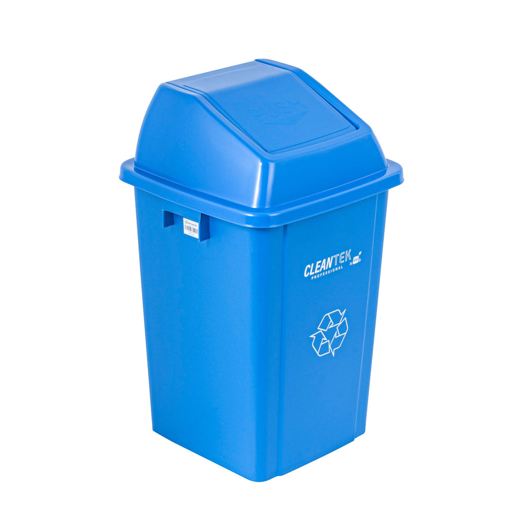 Clean Tek Professional Blue Dome Top Lid - with Swing Door, Fits 19 / 23 gal Square Recycling Bin - 1 count box