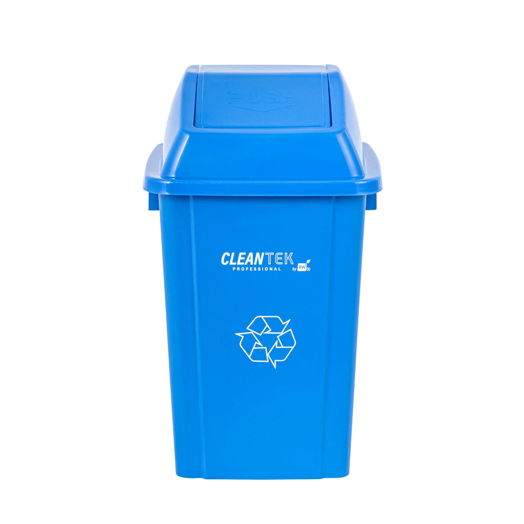 Clean Tek Professional Blue Dome Top Lid - with Swing Door, Fits 19 / 23 gal Square Recycling Bin - 1 count box