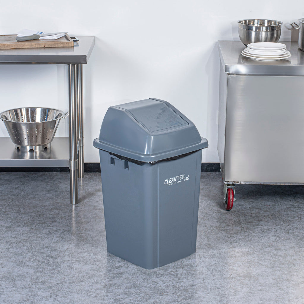 Clean Tek Professional Gray Dome Top Lid - with Swing Door, Fits 19 / 23 gal Square Trash Can - 1 count box