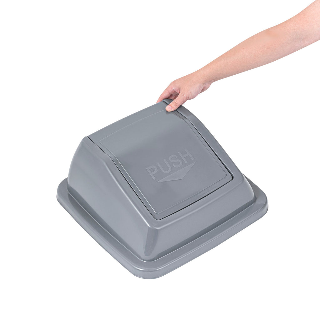 Clean Tek Professional Gray Dome Top Lid - with Swing Door, Fits 19 / 23 gal Square Trash Can - 1 count box