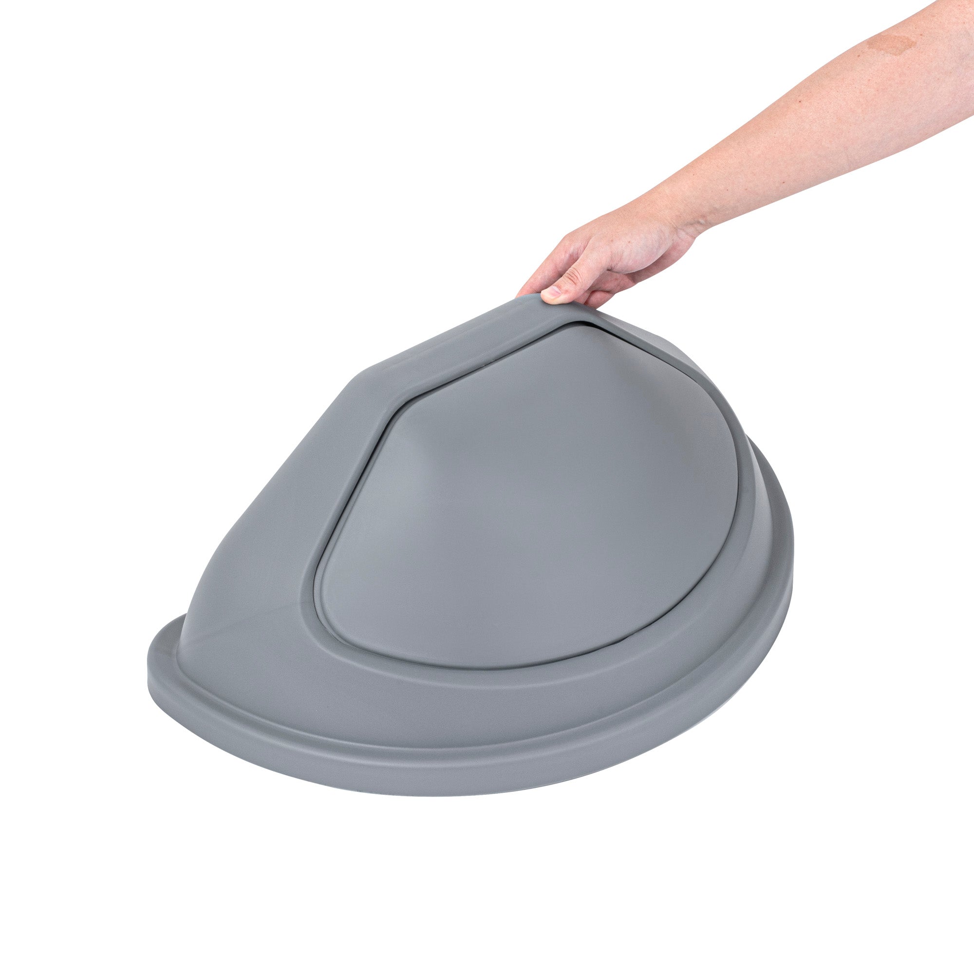 Clean Tek Professional Gray Dome Top Lid - with Swing Door, Fits 21 gal Half Round Trash Can - 1 count box