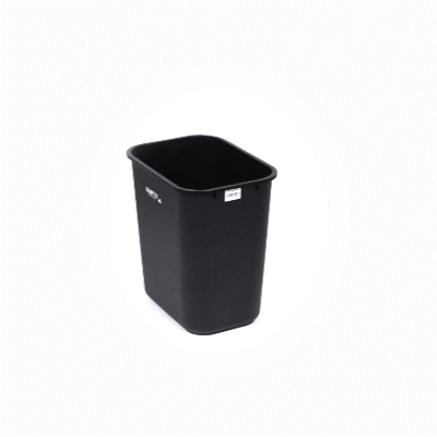 Clean Tek Professional 28 qt / 7 gal Rectangle Black Wastebasket / Trash Can - 14 1/2" x 10 1/2" x 15 1/4" - 1 count box