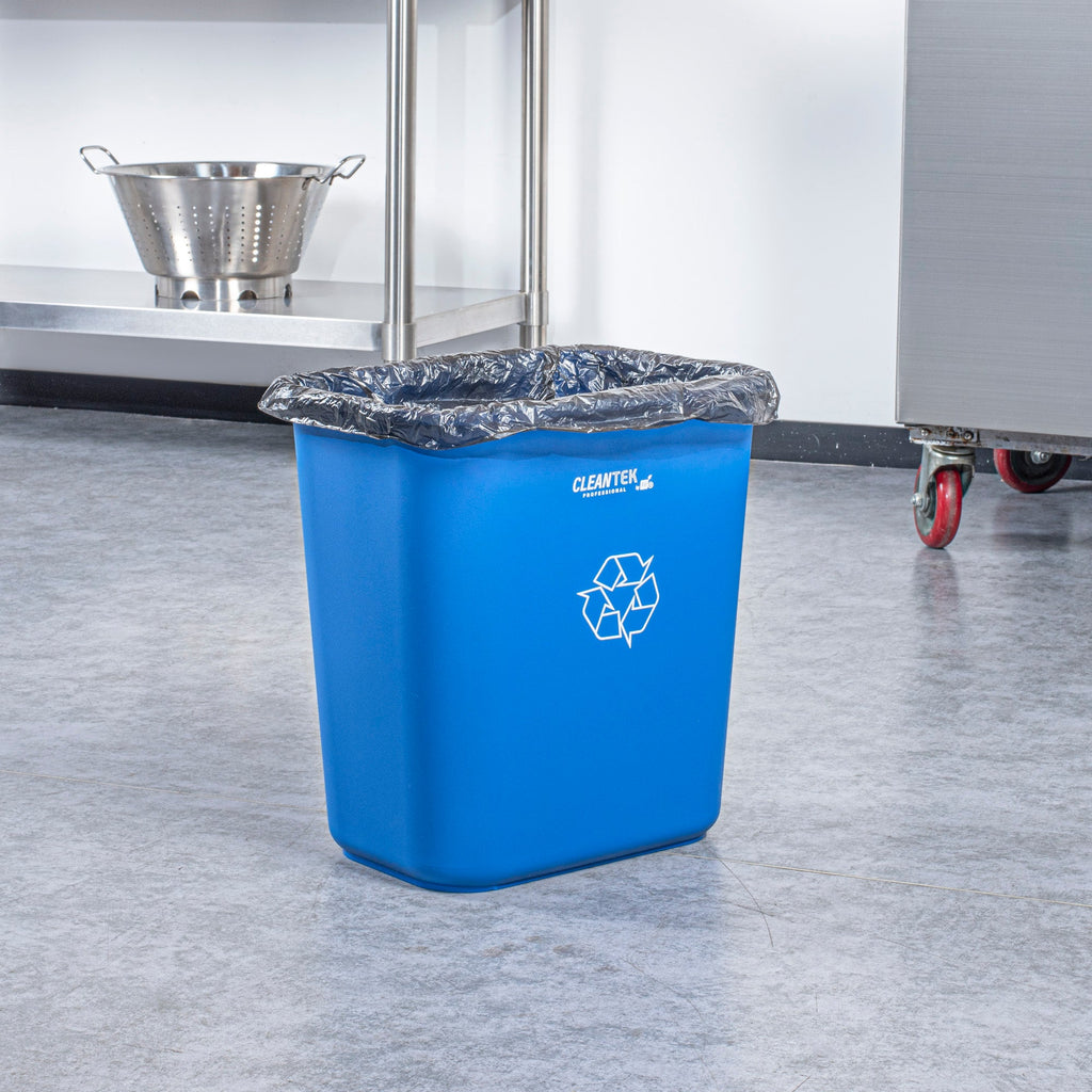 Clean Tek Professional 28 qt / 7 gal Rectangle Blue Recycling Wastebasket / Trash Can - 14 1/2" x 10 1/2" x 15 1/4" - 1 count box