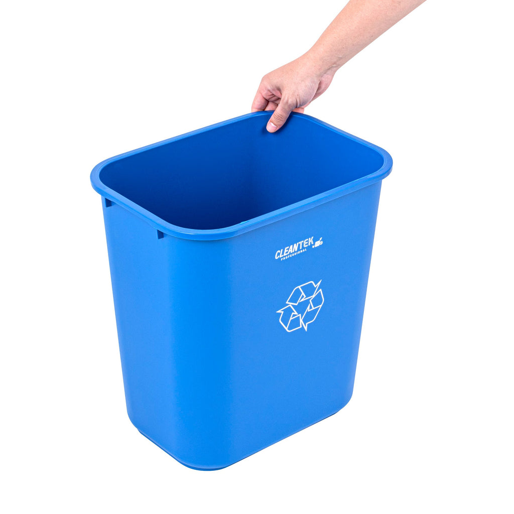 Clean Tek Professional 28 qt / 7 gal Rectangle Blue Recycling Wastebasket / Trash Can - 14 1/2" x 10 1/2" x 15 1/4" - 1 count box