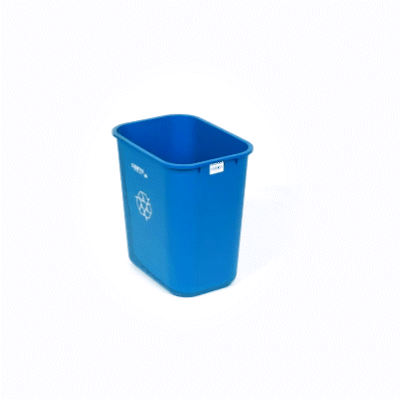 Clean Tek Professional 28 qt / 7 gal Rectangle Blue Recycling Wastebasket / Trash Can - 14 1/2" x 10 1/2" x 15 1/4" - 1 count box