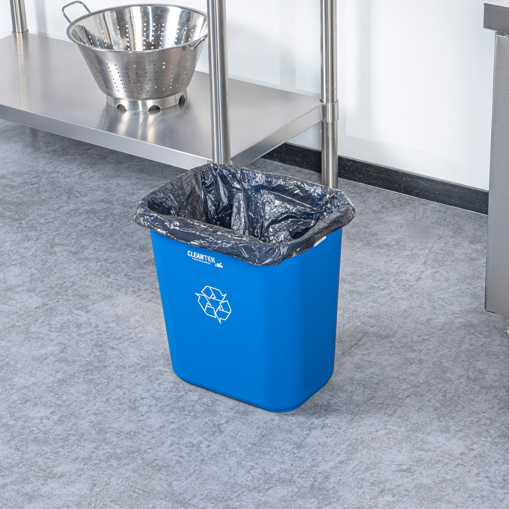 Clean Tek Professional 28 qt / 7 gal Rectangle Blue Recycling Wastebasket / Trash Can - 14 1/2" x 10 1/2" x 15 1/4" - 1 count box