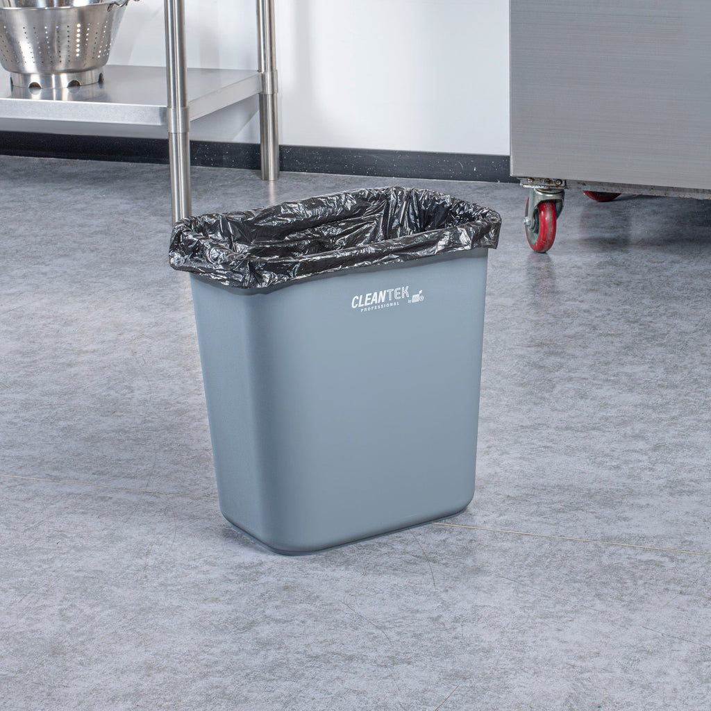 Clean Tek Professional 28 qt / 7 gal Rectangle Gray Wastebasket / Trash Can - 14 1/2" x 10 1/2" x 15 1/4" - 1 count box
