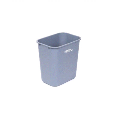 Clean Tek Professional 28 qt / 7 gal Rectangle Gray Wastebasket / Trash Can - 14 1/2" x 10 1/2" x 15 1/4" - 1 count box