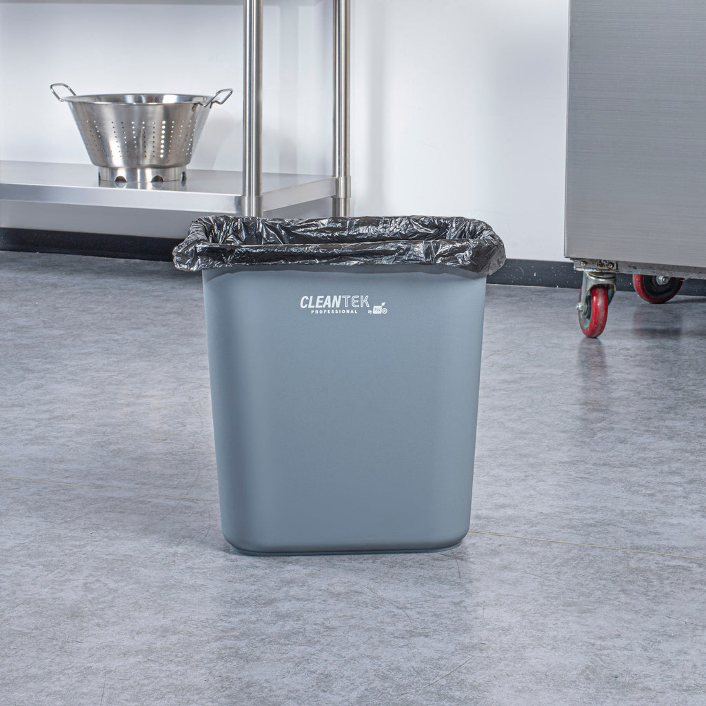 Clean Tek Professional 28 qt / 7 gal Rectangle Gray Wastebasket / Trash Can - 14 1/2" x 10 1/2" x 15 1/4" - 1 count box