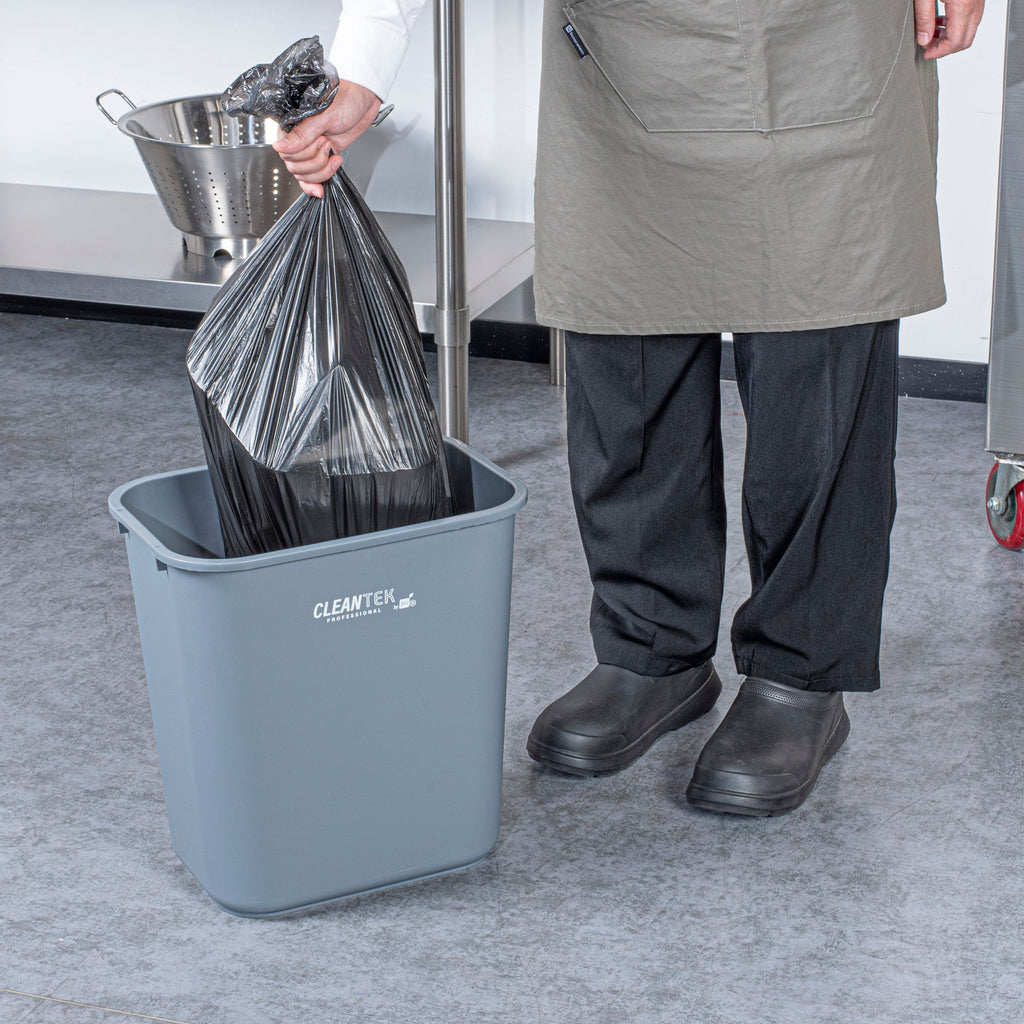 Clean Tek Professional 28 qt / 7 gal Rectangle Gray Wastebasket / Trash Can - 14 1/2" x 10 1/2" x 15 1/4" - 1 count box