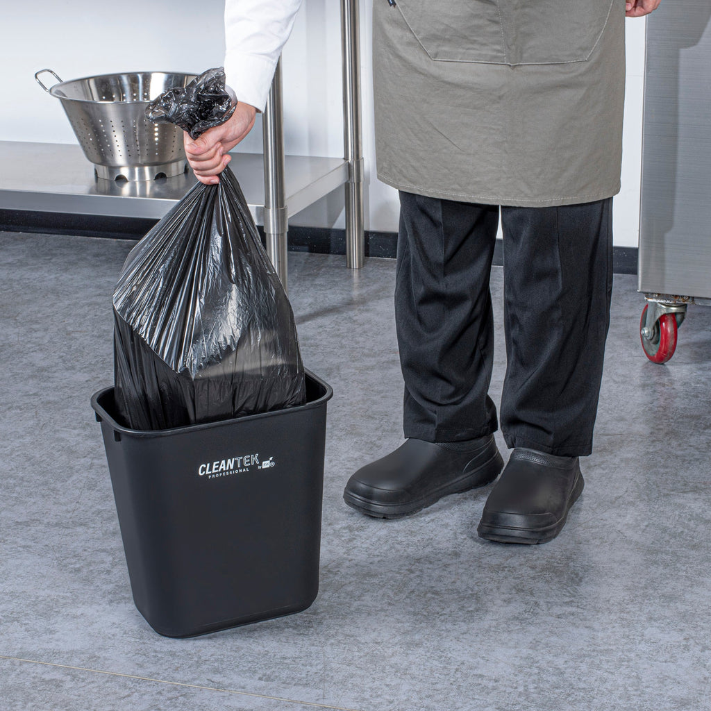 Clean Tek Professional 13 qt / 3 gal Rectangle Black Wastebasket / Trash Can - 11 3/4" x 7 3/4" x 12" - 1 count box