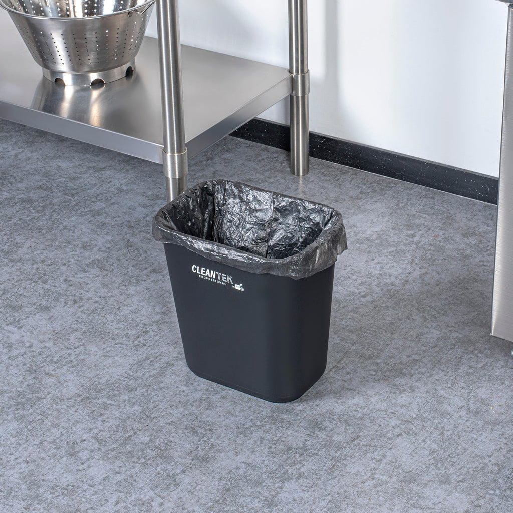 Clean Tek Professional 13 qt / 3 gal Rectangle Black Wastebasket / Trash Can - 11 3/4" x 7 3/4" x 12" - 1 count box