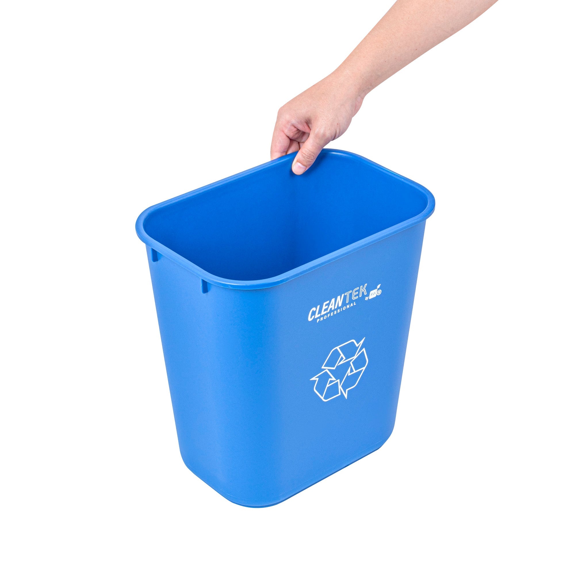 Clean Tek Professional 13 qt / 3 gal Rectangle Blue Recycling Wastebasket / Trash Can - 11 3/4" x 7 3/4" x 12" - 1 count box