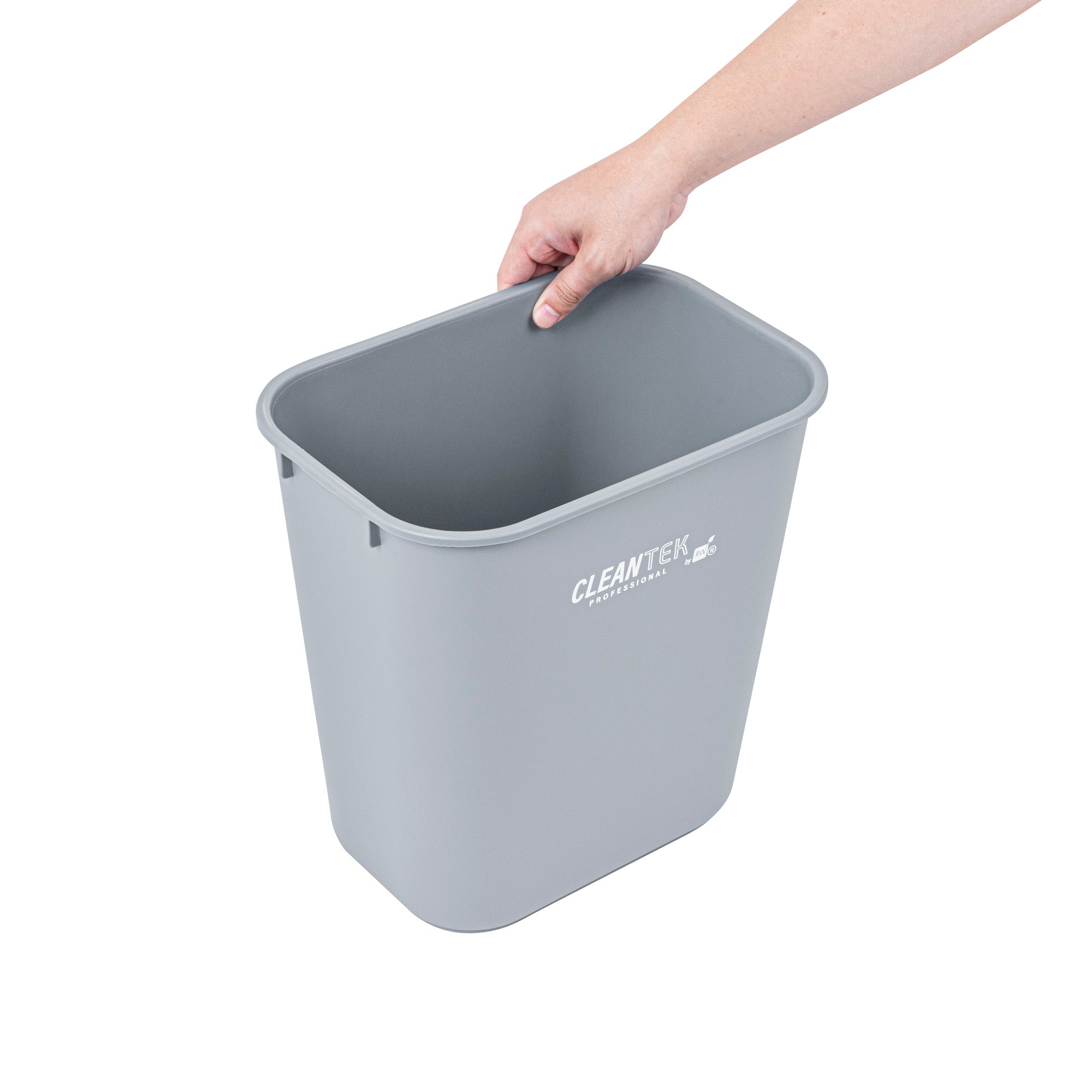 Clean Tek Professional 13 qt / 3 gal Rectangle Gray Wastebasket / Trash Can - 11 3/4" x 7 3/4" x 12" - 1 count box
