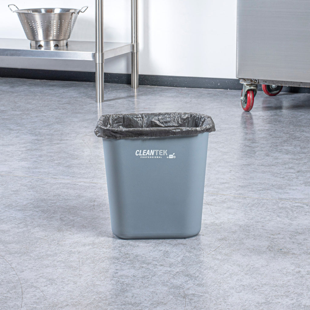 Clean Tek Professional 13 qt / 3 gal Rectangle Gray Wastebasket / Trash Can - 11 3/4" x 7 3/4" x 12" - 1 count box