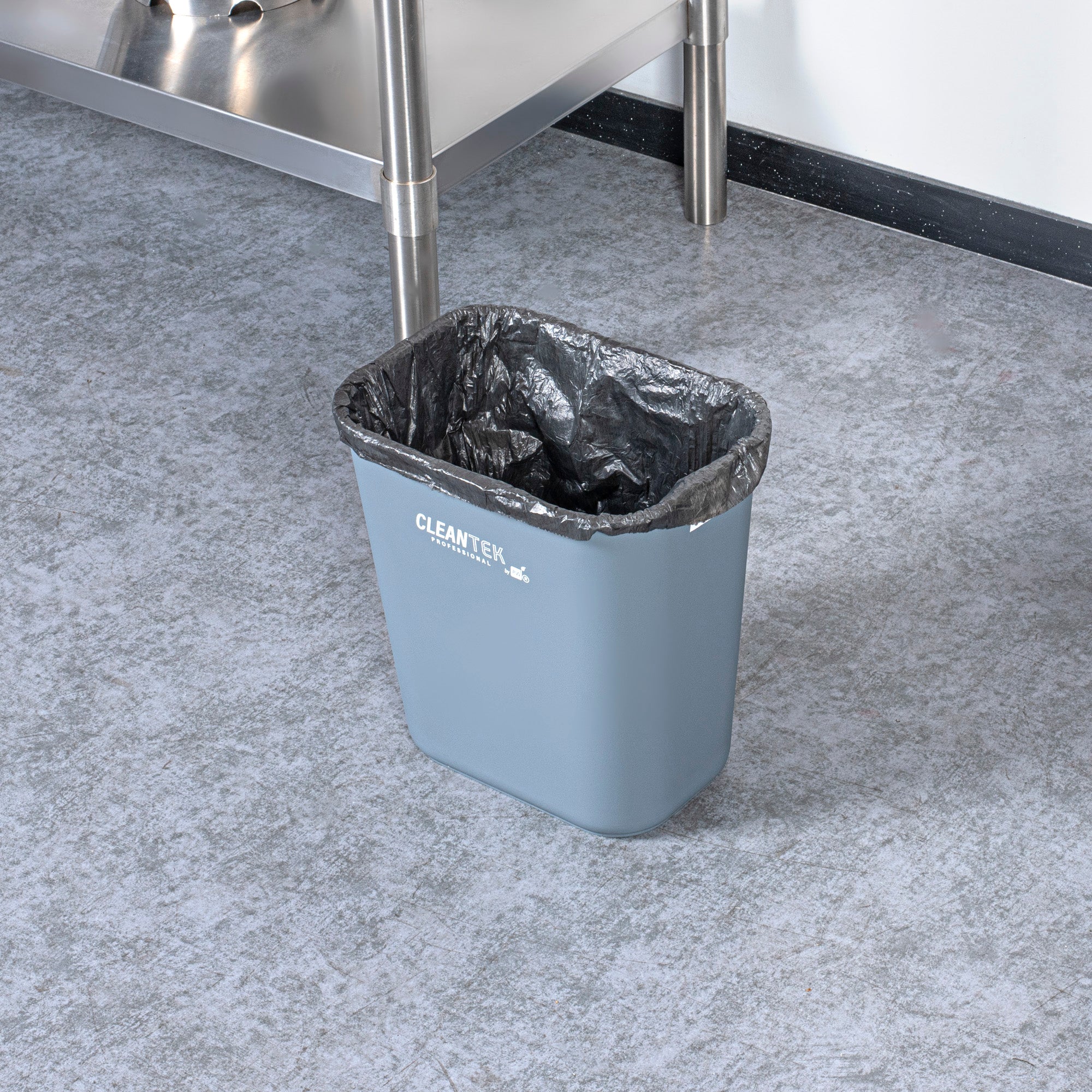 Clean Tek Professional 13 qt / 3 gal Rectangle Gray Wastebasket / Trash Can - 11 3/4" x 7 3/4" x 12" - 1 count box