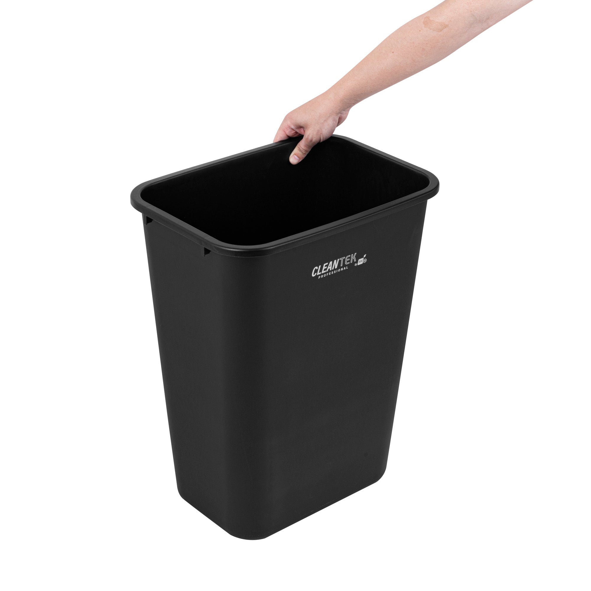 Clean Tek Professional 7 qt / 1.75 gal Rectangle Black Wastebasket / Trash Can - 10" x 6 1/4" x 10 1/4" - 1 count box