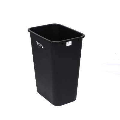 Clean Tek Professional 7 qt / 1.75 gal Rectangle Black Wastebasket / Trash Can - 10" x 6 1/4" x 10 1/4" - 1 count box