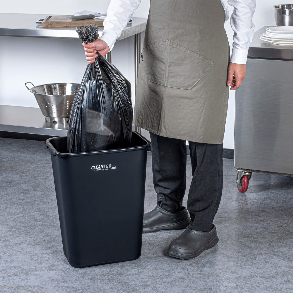 Clean Tek Professional 7 qt / 1.75 gal Rectangle Black Wastebasket / Trash Can - 10" x 6 1/4" x 10 1/4" - 1 count box